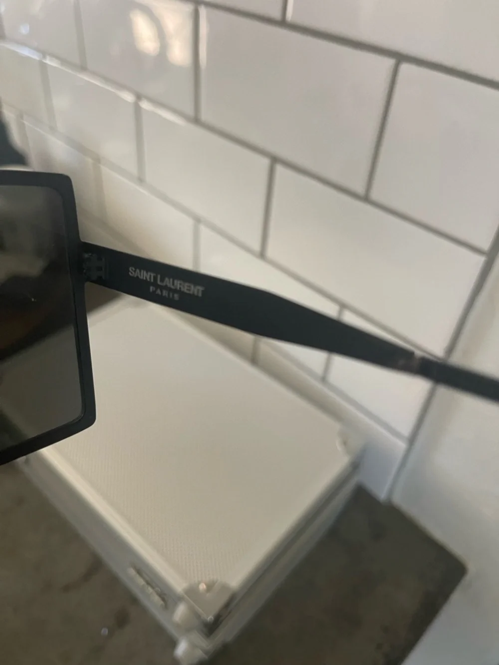 Saint Laurent Oversized Square Black Shield Sunglasses - Picture 4 of 7